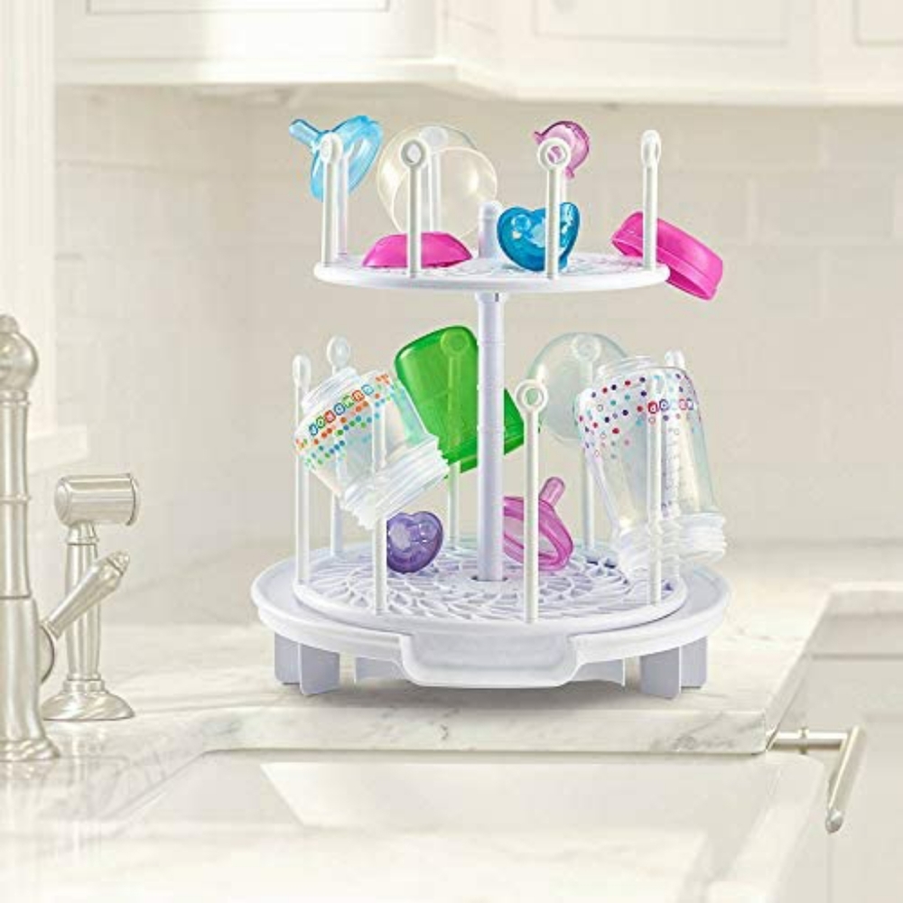 White Spinning Bottle Dryer Rack